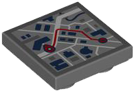 LEGO 11203pb134 - Tile, Modified 2 x 2 Inverted with Navigation City Map with Red Route Pattern