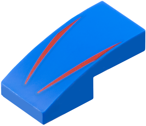 LEGO 11477pb217 - Slope, Curved 2 x 1 x 2/3 with 2 Red Stripes Pattern
