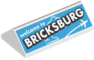 LEGO 3041pb005 - Slope 45 2 x 4 Double with Airplane, Cloud and 'welcome to BRICKSBURG' with Black Outline on Dark Azure Background Pattern