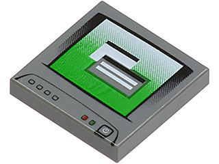 LEGO 3068pb0058 - Tile 2 x 2 with Computer Monitor with White Circle and Line Power Switch Pattern