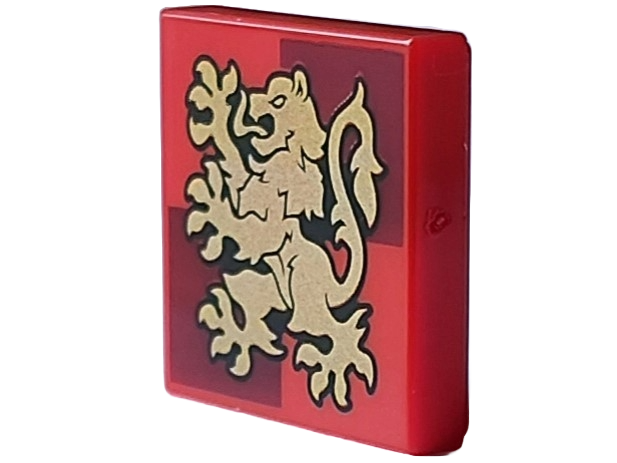 LEGO 3068pb2359 - Tile 2 x 2 with Gold Gryffindor Crest on Dark Red Squares Pattern