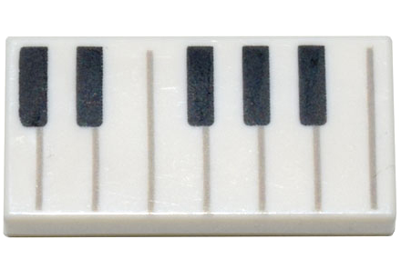 LEGO 3069pb0761 - Tile 1 x 2 with Black Piano Keys Pattern