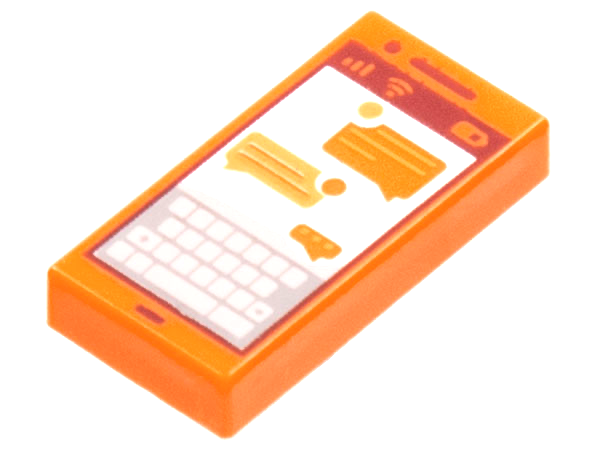 LEGO 3069pb0864 - Tile 1 x 2 with Cell Phone / Smartphone Screen with Keyboard and Text Messages Pattern