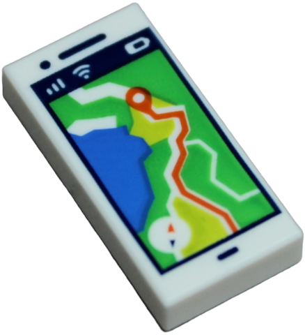 LEGO 3069pb1397 - Tile 1 x 2 with Cell Phone / Smartphone with GPS Map on Screen Pattern