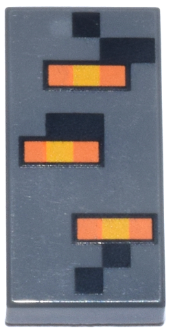 LEGO 3069pb1471 - Tile 1 x 2 with Pixelated Orange and Bright Light Orange Rectangles, Black Outlines and Squares Pattern (Minecraft Creaking Face)