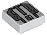 LEGO 3070pb358 - Tile 1 x 1 with SW Imperial Commando Jet Pack with Dark Bluish Gray Trapezoids and Silver Rectangles Pattern