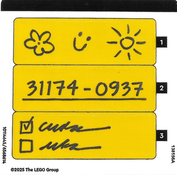 LEGO 31174stk01 - Sticker Sheet for Set 31174 - (10114645/6568614)