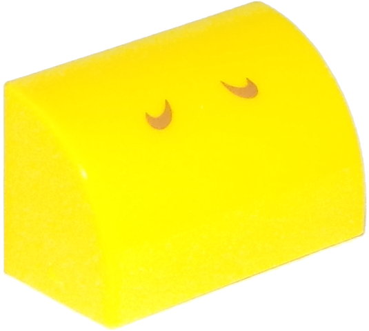 LEGO 37352pb002 - Slope, Curved 1 x 2 with Bottom Stud Holder with 2 Dark Orange Curved Lines Pattern (Super Mario Baby Yoshi / Koopa Troopa / Paratroopa / Yellow Yoshi Nostrils)