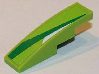 LEGO 61678pb064L - Slope, Curved 4 x 1 with Green and White Pattern Model Left Side (Sticker) - Set 8864