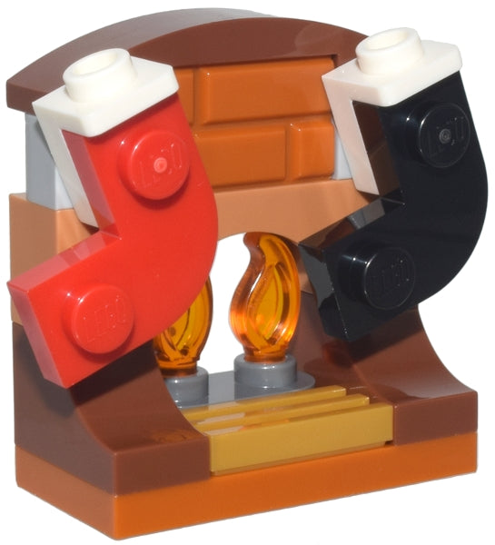 LEGO Holiday & Event 76293-18 - 76293 Advent Calendar 2024, Super Heroes, Spider-Man (Day 17) - Fireplace and Mantel with Holiday Stockings Packed inside a grip bag - Authentic LEGO Set Main Image