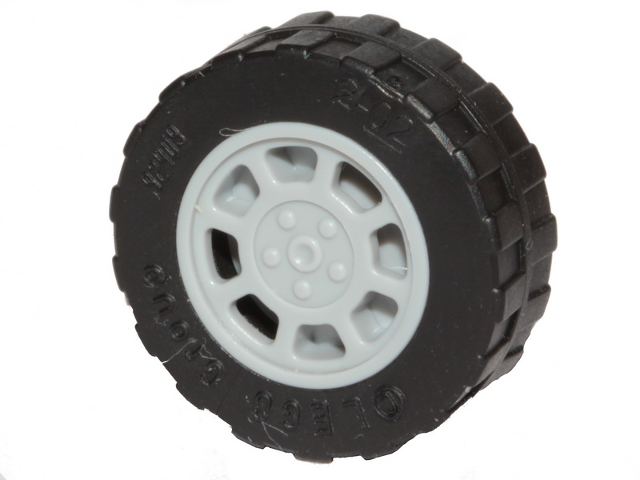 LEGO 93593c02 - Wiel 11mm D. x 6mm met 8 Spaken met Zwarte Band 17,5mm met Ondiepe Profielen (93593 / 92409)