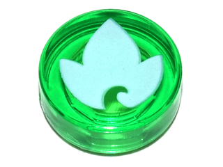 LEGO 98138pb030 - Tile, Round 1 x 1 with Elves Earth Power Symbol, White Leaf Pattern