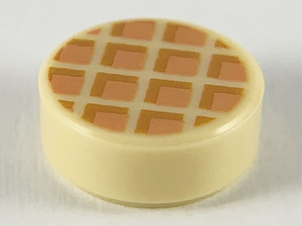 LEGO 98138pb118 - Tile, Round 1 x 1 with Waffle, Nougat Squares with Medium Nougat Edges Pattern