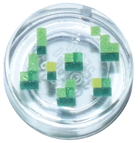 LEGO 98138pb452 - Tile, Round 1 x 1 with Pixelated Bright Green, Dark Green, Green and Lime Rectangles and Squares Pattern (Minecraft Wheat Seeds)
