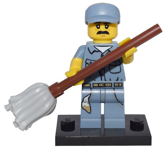 LEGO Collectible Minifigures col15-9 - col15 Conciërge, Serie 15 (Complete Set met Standaard en Accessoires)