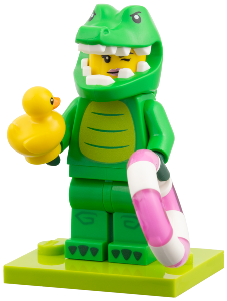 LEGO Collectible Minifigures col28-8 - Crocodile Costume Fan, Series 28 (Complete Set with Stand and Accessories)
