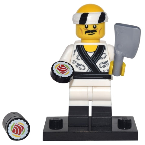 LEGO Collectible Minifigures coltlnm-19 - coltlnm Sushi Chef, The LEGO Ninjago Movie (Complete Set with Stand and Accessories) - Authentic LEGO Set Main Image