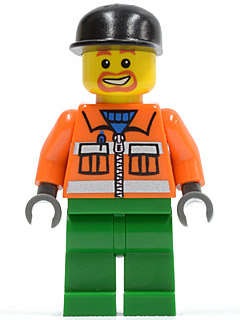 LEGO Minifiguur cty0046 - Sanitair Ingenieur 1 - Groene Benen, Baard rond Mond