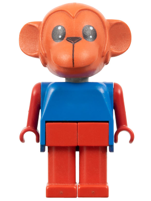 LEGO Minifigure fab8c - Fabuland Monkey - Mark Monkey, Red Head, Legs and Arms, Blue Top - Image 1