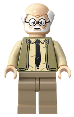 LEGO Minifigure hp193 - Ernie Prang - Olive Green Vest Knit, Half Bald, Dark Tan Legs