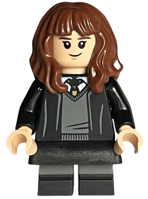 LEGO Minifigure hp378 - Hermione Granger - Hogwarts Robe, Black Tie, Skirt, and Short Legs with Dark Bluish Gray Stripes