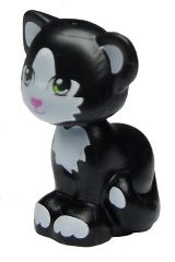 LEGO 11602pb01 - Cat, Friends Style, Sitting with Lime Eyes, Dark Pink Nose, White Inner Ears, Patches and Paws Pattern (Felix / Disney Lucifer)
