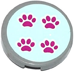 LEGO 14769pb037 - Ronde tegel 2 x 2 met Bottom Stud Holder met 4 pootafdrukken op licht aqua achtergrond patroon (Sticker) - Set 41085