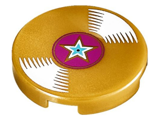 LEGO 14769pb050 - Tegel, Rond 2 x 2 met Onderkant Stud Houder met Vinyl Record met Magenta Midden en Ster Patroon