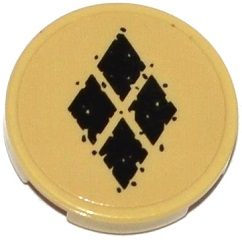 LEGO 14769pb103 - Tile, Round 2 x 2 with Bottom Stud Holder with 4 Black Diamonds Pattern (Sticker) - Set 76053