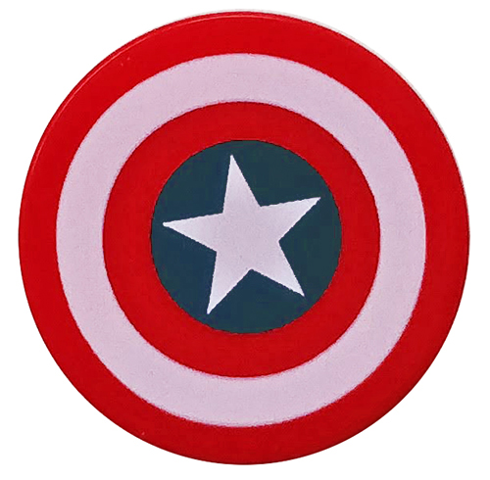 LEGO 14769pb173 - Tile, Round 2 x 2 with Bottom Stud Holder with Captain America Star Pattern