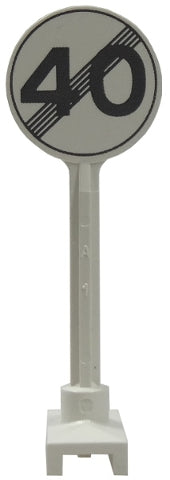 LEGO 14pb02 - Road Sign Round with Gray End Of Maximum Speed 40 Pattern