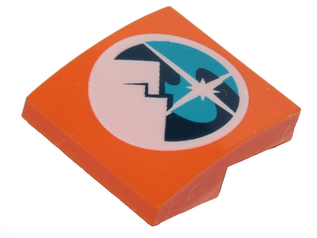 LEGO 15068pb140 - Helling, gebogen 2 x 2 x 2/3 met donkerblauw, donkerazuur en wit Arctic Explorers-logo patroon