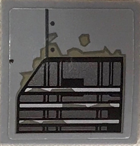LEGO 15068pb169 - Helling, gebogen 2 x 2 x 2/3 met SW Vent en zwart lijnenpatroon (Sticker) - Set 75202