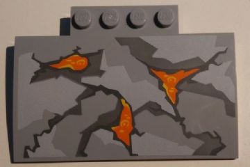 LEGO 15625pb011 - Helling, gebogen 5 x 8 x 2/3 met 4 studs met scheuren en lava patroon (10722)