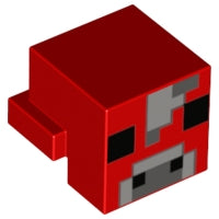 LEGO 19727pb007 - Pixelhoofd van een wezen met zwarte ogen en neusgaten, lichtblauwgrijze en donkerblauwgrijze neus, en voorhoofd met donkerblauwgrijze pixel tussen ogen patroon (Minecraft Mooshroom)