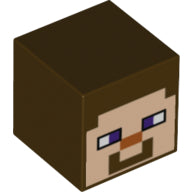 LEGO 19729pb002 - Minifiguur, Hoofd, Aangepaste Kubus met Pixelated Light Nougat Gezicht, Donkerpaarse Ogen, Donkeroranje Neus en Glimlach Patroon (Minecraft Steve)