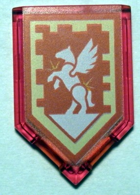 LEGO 22385pb083 - Aangepaste tegel 2 x 3 vijfhoekig met Nexo Power Shield patroon - Zilveren Pegasus
