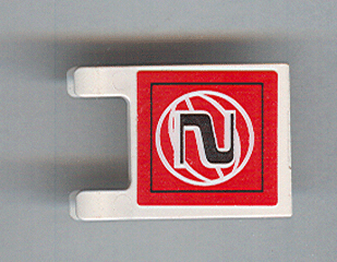 LEGO 2335pb049 - Vlag 2 x 2 vierkant met zwart nummer 2 en basketbal in draadframe op rode achtergrond (Sticker) - Sets 3432 / 3433