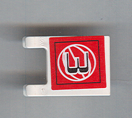 LEGO 2335pb050 - Vlag 2 x 2 vierkant met zwart nummer 3 en basketbal frame op rode achtergrond patroon (Sticker) - Sets 3432 / 3433