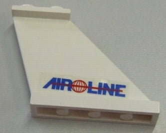 LEGO 2340pb029R - Staart 4 x 1 x 3 met Blauwe 'AIR LINE' en Rode Globe en Lijnpatroon aan Rechterkant (Sticker) - Sets 6597 / 10159