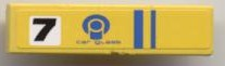 LEGO 2431pb0082 - Tile 1 x 4 with Black '7' and 'CAR GLASS' and Blue Stripes Pattern (Sticker) - Set 8124