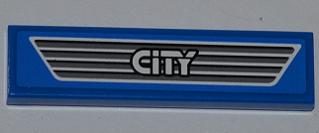 LEGO 2431pb0259 - Tile 1 x 4 with 'CITY' on Dark Gray Car Grille Pattern (Sticker) - Set 4440