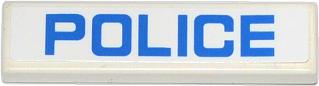 LEGO 2431pb0335 - Tegel 1 x 4 met blauwe 'POLICE' op achtergrondpatroon (Sticker) - Sets 60042 / 60044