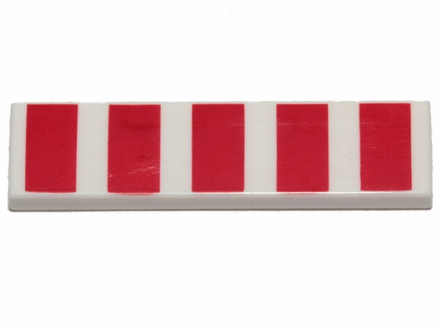 LEGO 2431pb0556 - Tegel 1 x 4 met 5 Rode Brede Strepen Patroon