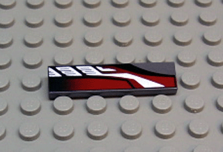 LEGO 2431px19 - Tile 1 x 4 with Sleek Silver, Red and Black Pattern Model Right Side