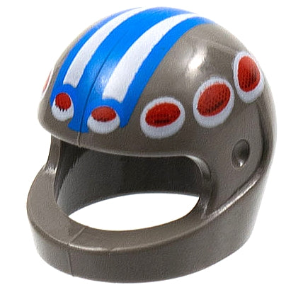 LEGO 2446pb14 - Minifigure, Headgear Helmet Motorcycle (Standard) with White Stripes on Thick Blue Stripe, Red Circles Pattern