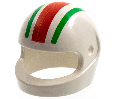 LEGO 2446px1 - Minifigure, Headgear Helmet Motorcycle (Standard) with Red and Green Stripes Pattern