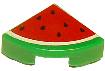 LEGO 25269pb002 - Tile, Round 1 x 1 Quarter with Red Watermelon Pattern