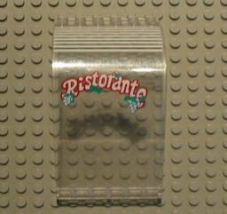 LEGO 2572pb01 - Paneel 6 x 6 x 9 met gebogen bovenkant en 'Ristorante' patroon met witte strepen (Sticker) - Sets 6376 / 10037