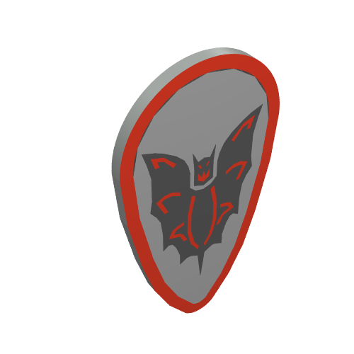 LEGO 2586p4f - Minifigure, Shield Oval with Black Bat and Red Border on Silver Background Pattern